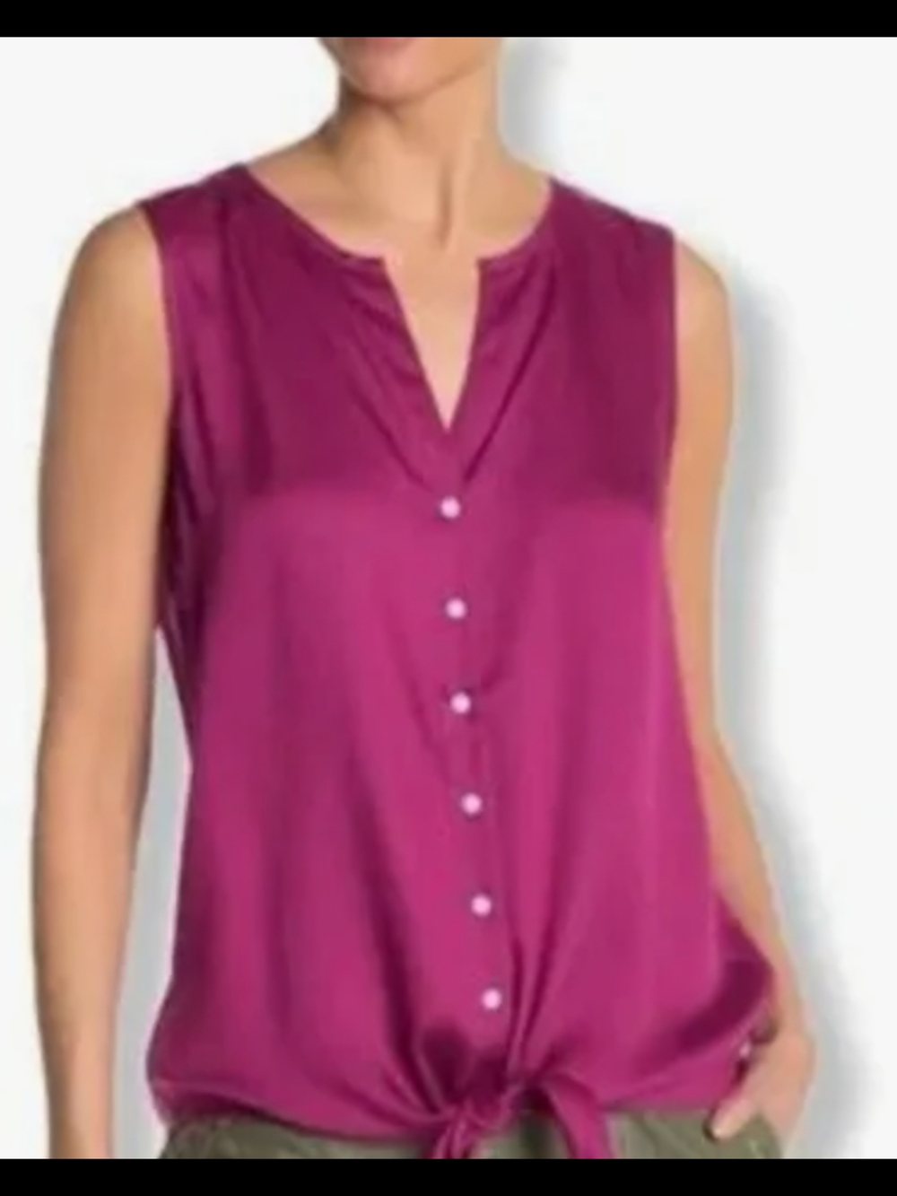 Tommy Bahama Sleeveless Button-Front Blouse in Magenta